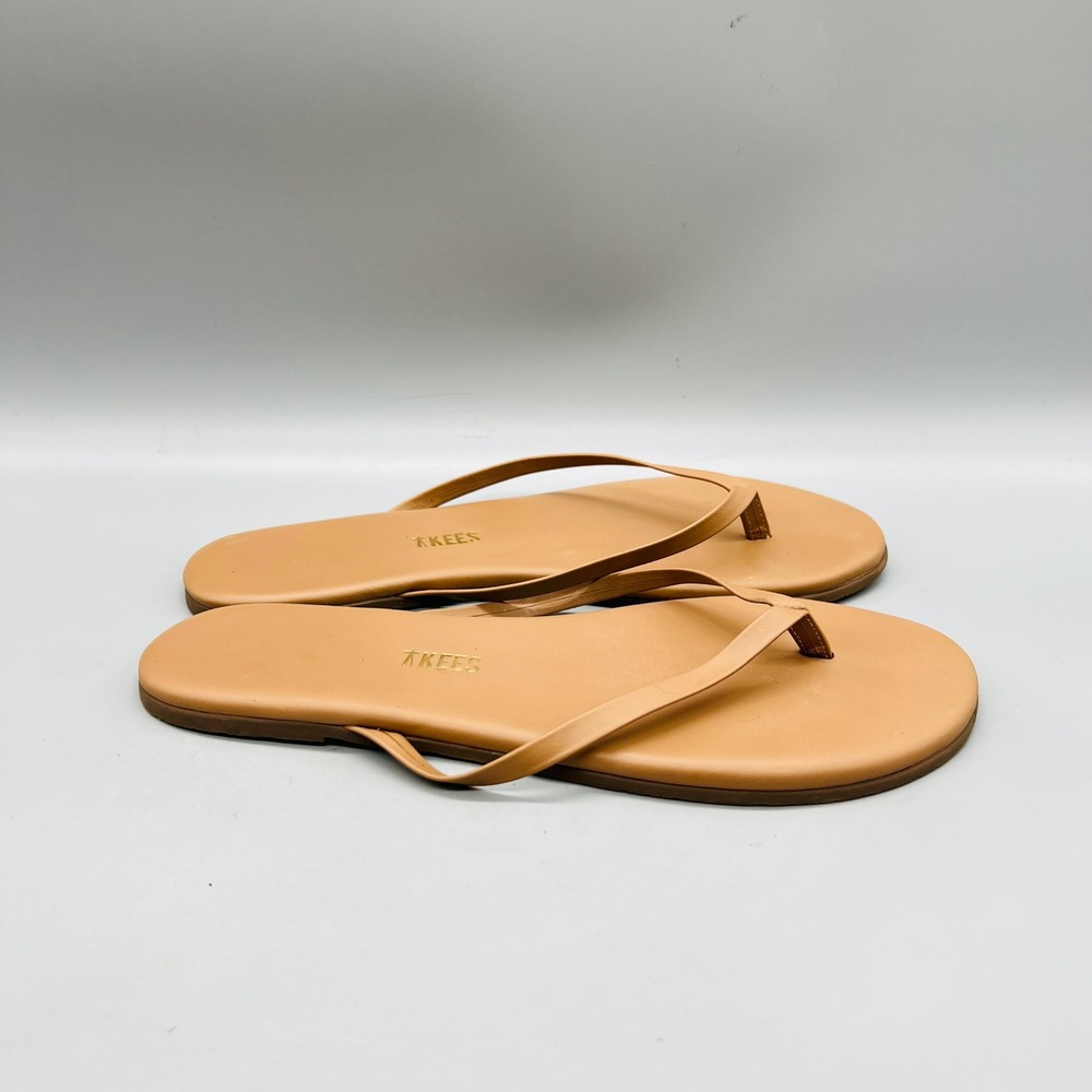 TKEES Sandals Womens 8 Brown Leather Liners Thong Minimalist Flip Flops Shoes